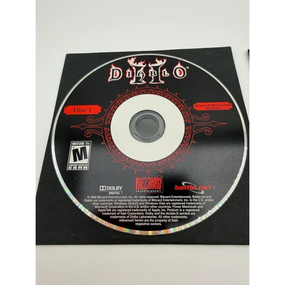 Blizzard Diablo II PC Mac Game Discs 1 & 2 with CD Key Windows XP Vista 2000